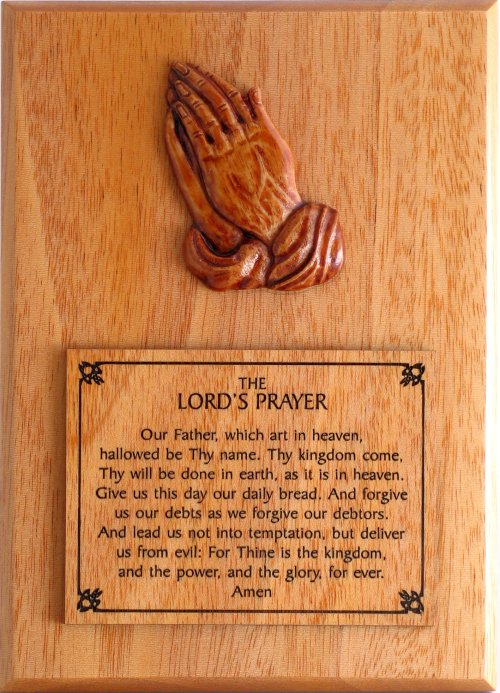 Plaque - Praying Hands - The Lord's Prayer 6in x 4.5in