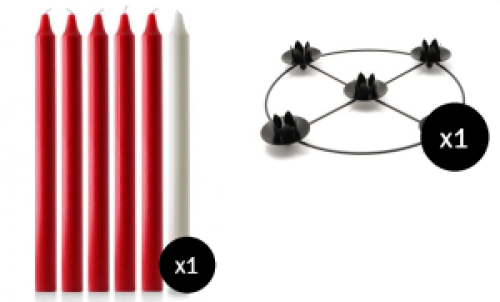 Red & White Advent Candle Set (1 1/8" Diameter) with Frame