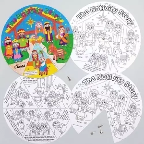 Nativity Colour-in Story Wheels - Pack of 5