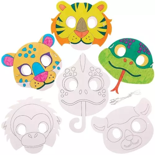 Rainforest Animal Colour-in Masks - Pack of 10