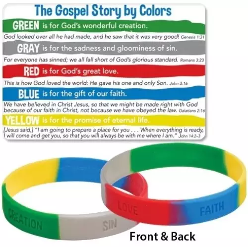 Gospel Story by Colors Bracelet and Card