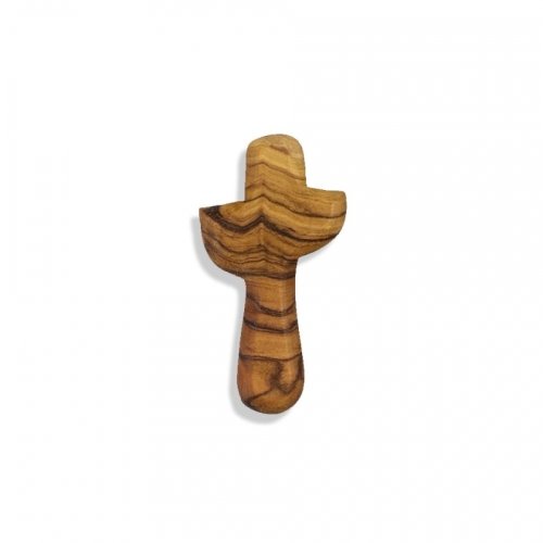 Olivewood Holding Cross, Pocket Sized