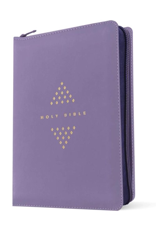 NLT Compact Giant Print Zipper Bible, Filament Enabled (LeatherLike, Diamond Lavender, Red Letter)