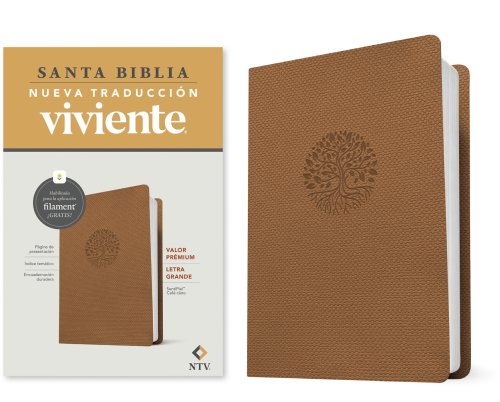 Biblia valor prémium NTV, letra grande con Filament (SentiPiel, Café claro)