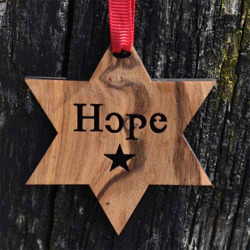 Olive Wood Star Decoration - Hope