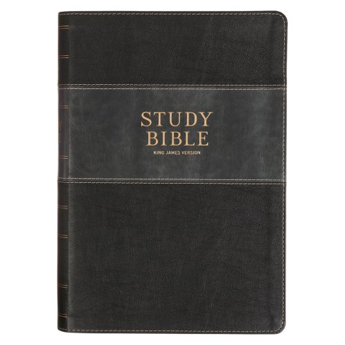KJV Study Bible LP Faux Leather, Two-tone Black and Gray