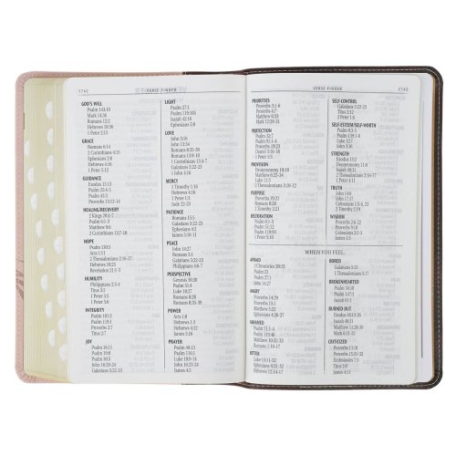 KJV Espresso and Pink Faux Leather Giant Print King James Version Bible with Thumb Index
