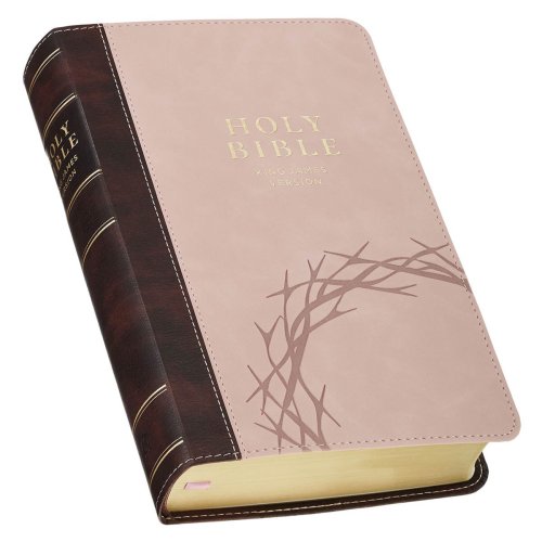 KJV Espresso and Pink Faux Leather Giant Print King James Version Bible with Thumb Index