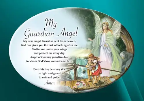 Ceramic Oval Plaque/Guardian Angel