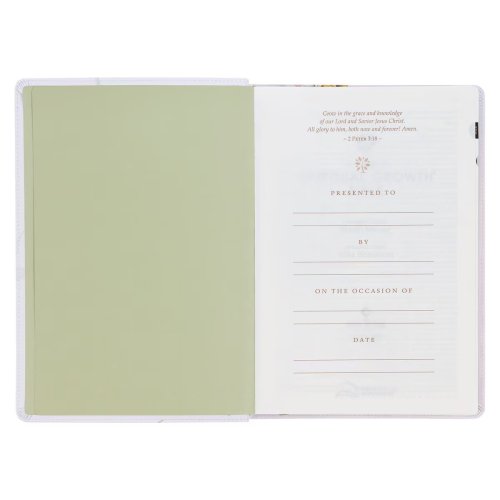 NLT, The Spiritual Growth Bible Faux Leather, Cream Floral Printed