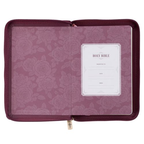KJV Bible Compact Faux Leather, Merlot w/zipper