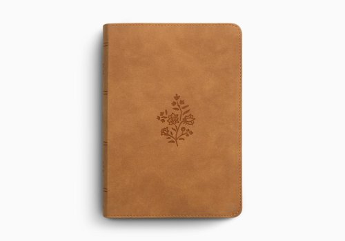 ESV Large Print Personal Size Bible, Red Letter, Thumb Indexed (TruTone, Nubuck Caramel, Wildflower Design)
