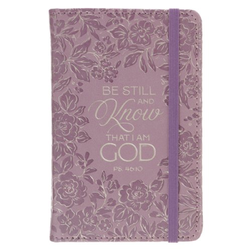 Small Notebook with Elastic Closure Faux Hardcover Purple Be Still And Know Ps. 46:10