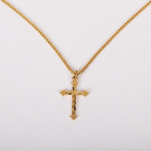 18" Gold Over Sterling Silver Cross Cut Necklace