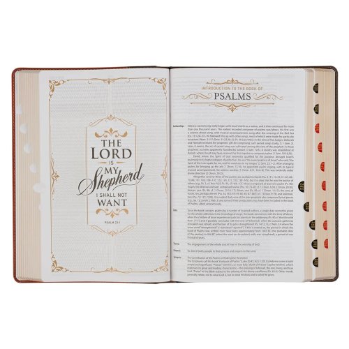 KJV Dark Brown and Honey Brown Faux Leather Large Print King James Version Study Bible with Thumb Index