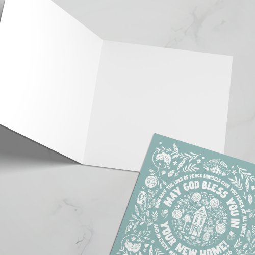 New Home Christian Greeting Card with Bible Verse. Scandi Style. 2 Thessalonians 3:16