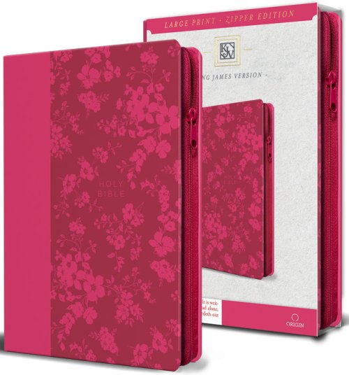 KJV Holy Bible, Large Print Handy size, Fuchsia Prem Leather