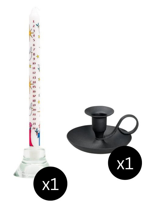 29.5cm Advent Candle: Wise Men & Black Classic Candle Holder H 5 cm