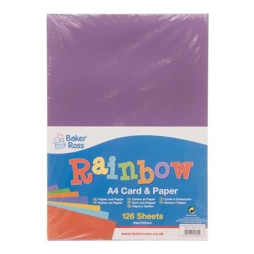 Rainbow Colours A4 Card & Paper (Pack of 126)