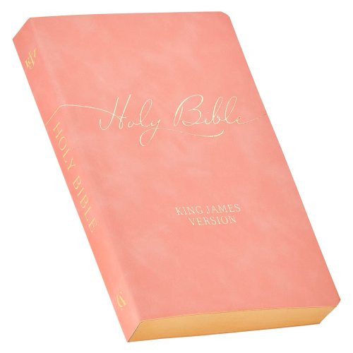 Marbled Coral Pink Faux Leather King James Version Gift Bible