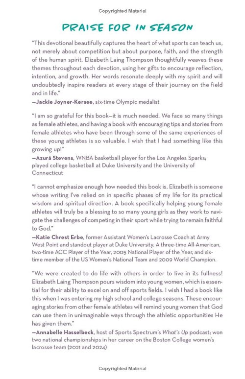 In Season:A 90-Day Devotional for Female Student Athletes to Build Faith, Strengthen Confidence, and Train a Growth Mindset