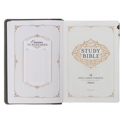 KJV Black and Gray Faux Leather King James Study Bible with Thumb Index