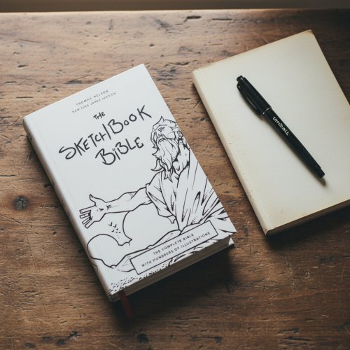 The Sketchbook Bible: The Complete Bible with Hundreds of Illustrations (NKJV, Hardcover, Red Letter, Comfort Print)