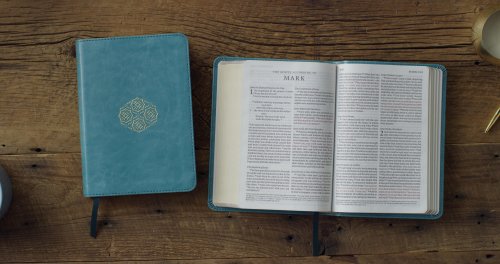 ESV Large Print Compact Bible, Red Letter (TruTone, Teal, Bouquet Design)