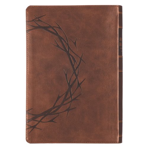 KJV Bible Giant Print Full-size Faux Leather, Crown of Thorns, Brown