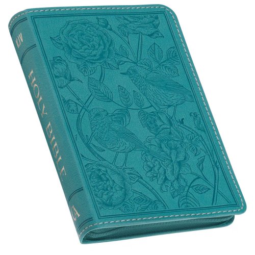 KJV Bible Compact Faux Leather, Teal w/zipper