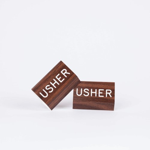 Sign Engraved Pew Usher Walnut 3x4