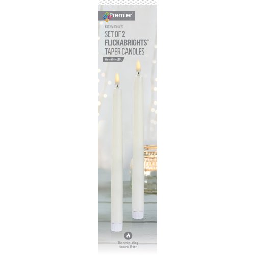 27.5cm 2 Piece Battery Operated Taper Candles with Flicker Flame