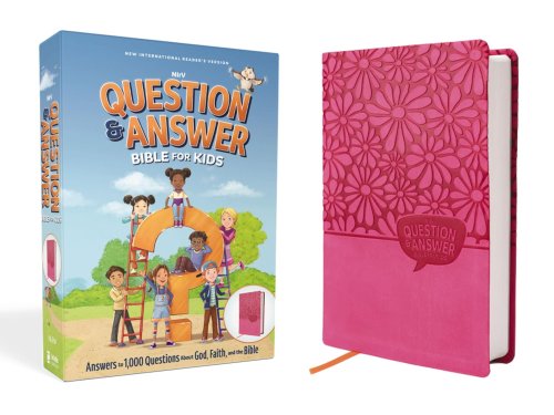 NIrV, Question and Answer Bible for Kids, Leathersoft, Pink, Comfort Print: Answers to 1,000 Questions Kids Ask About God, Faith, and the Bible