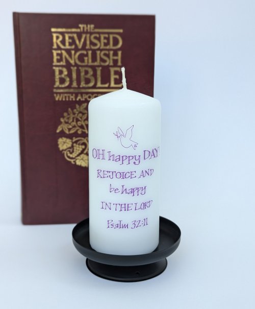 Rejoice and Be Happy In The Lord Psalm 32:11 Candle