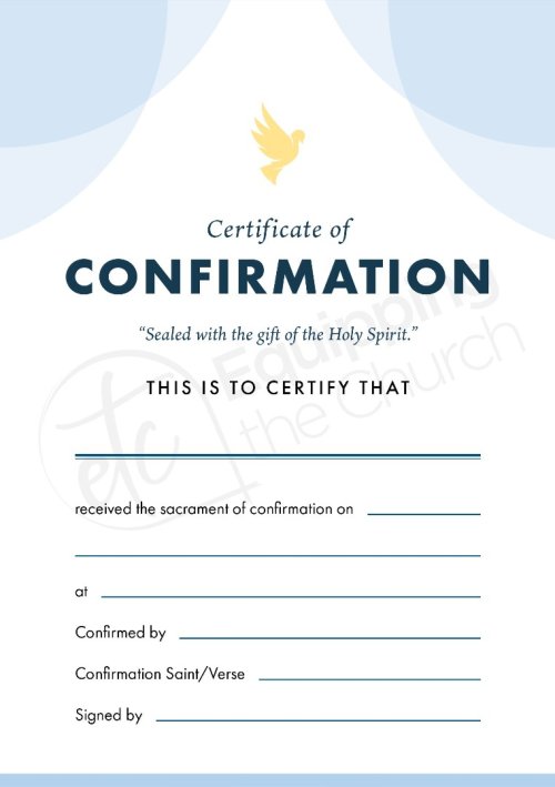 ETC Confirmation Certificate A5 Portrait (pack of 10)