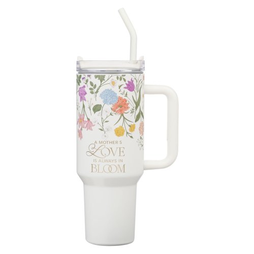 Tumbler SS White Floral A Mother's Love 2 Cor. 12:9