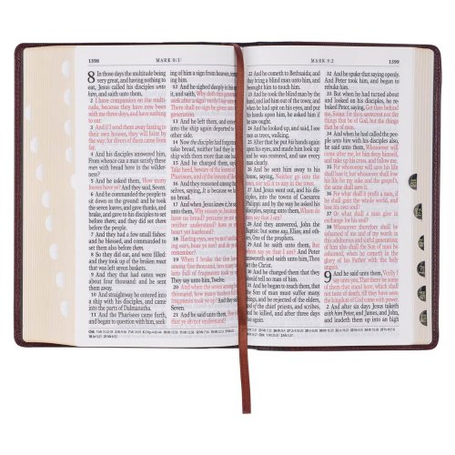 KJV Bible Giant Print Standard-size Full-grain Leather, Burgundy/Mahogany