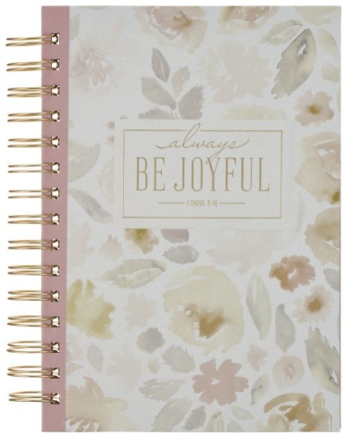 Journal Spiral Dusty Mauve Floral Be Joyful 1 Thess. 5:16