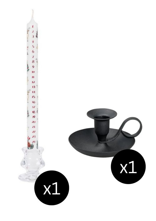 29.5cm Advent Candle: Winter Wildlife & Black Classic Candle Holder H 5 cm