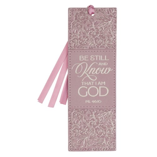 Bookmark Faux Leather Purple Floral Be Still And Know Ps. 46:10