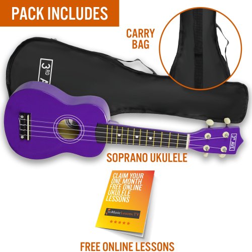 3rd Avenue Soprano Ukulele - Purple