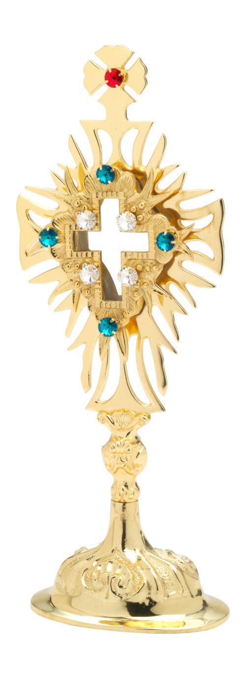 Gold Plated Reliquary with Stones H 30 cm