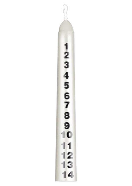 10" White Advent Candle With Transfer - Box of 12