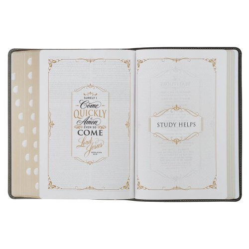 KJV Black and Gray Faux Leather King James Study Bible with Thumb Index