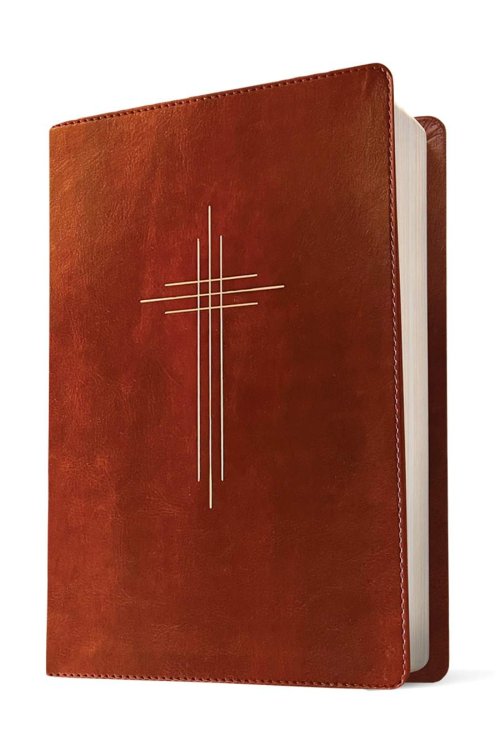 The Message Deluxe Gift Bible (Leather-Look, Dark Brown Gold Cross)