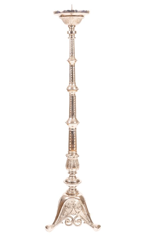 Nickel Plated Altar Candle Stand H 110 cm