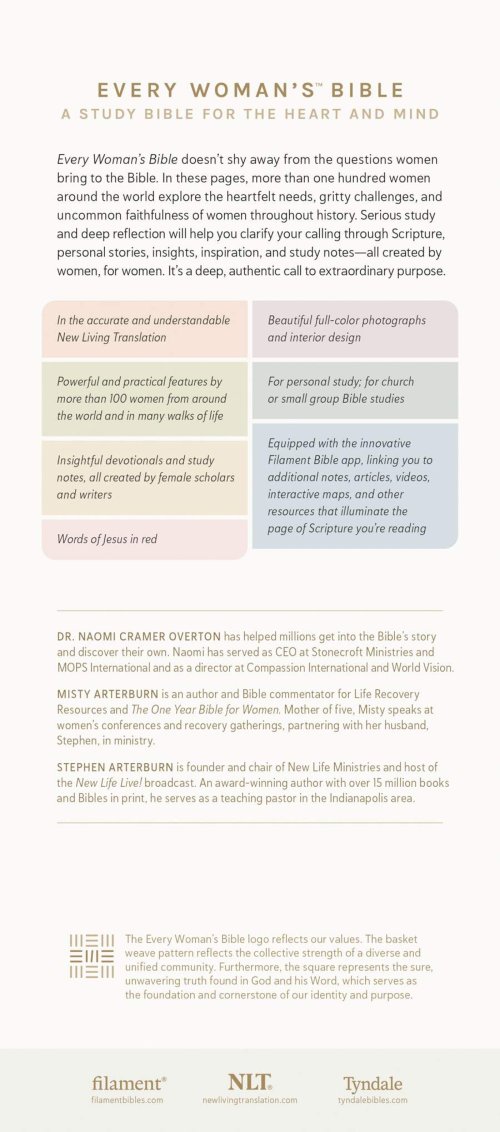 NLT Every Woman's Bible, Filament Enabled (LeatherLike, Pink Petals, Red Letter)