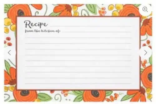 Recipe Cards-Red Floral (Pack Of 36)