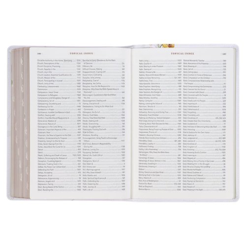 NLT, The Spiritual Growth Bible Faux Leather, Cream Floral Printed