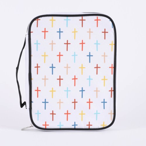 Colourful Crosses Canvas Bible Cover - Large